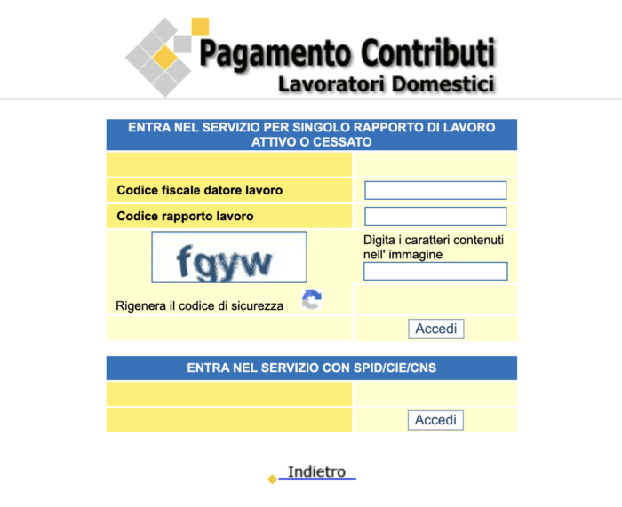 portale inps pagamento lavoro domestico